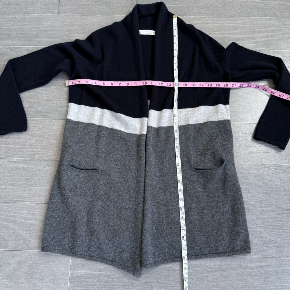 LE TRICOT PERUGIA 100% Cashmere Color Block Open Front Cardigan S Quiet Luxury - Picture 13 of 14